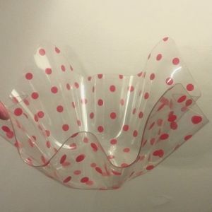 Very Vintage Red Polka Dot Ruffle Plastic Bowl
